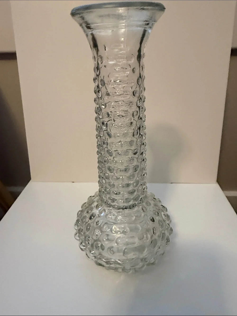 Vintage Brody USA Clear Hobnail Glass Bud Vase 8” Mid Century